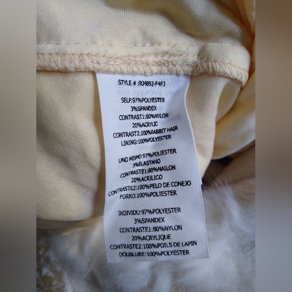 NWT Rabbit Fur Detail Fitted Long Sleeve Cardigan Ivory Cream Large - Picture 6 of 12